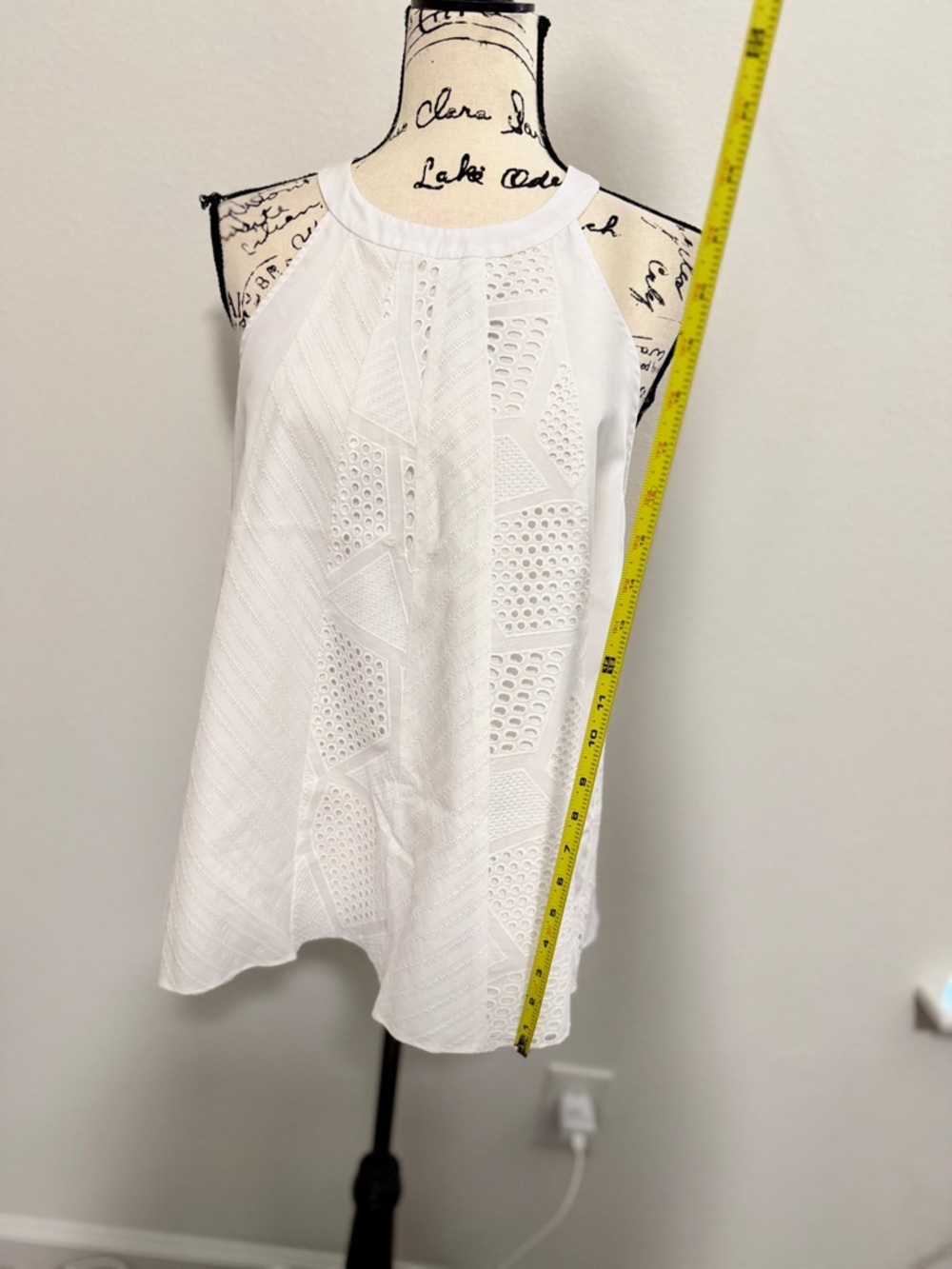 Amanda Uprichard Halter Camisole Nantucket Eyelet Sz M White Summer Quiet Luxury - Picture 11 of 16